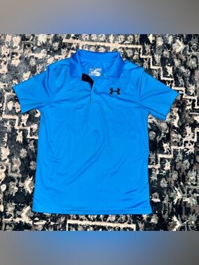 Under Armour Youth Blue Golf Shirt - Performance Short Sleeve